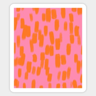 Abstract, Pink with Orange Brush Stokes Sticker